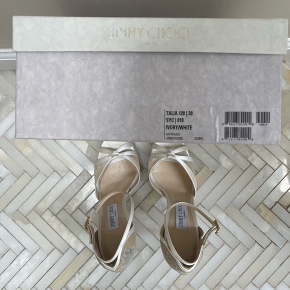 Jimmy Choo white lace Talia heels 120 - Picture 4 of 4